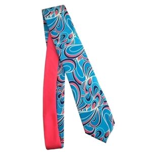 Mr. Magazine Happy Ties Blue & Pink Funky Print Silk Tie